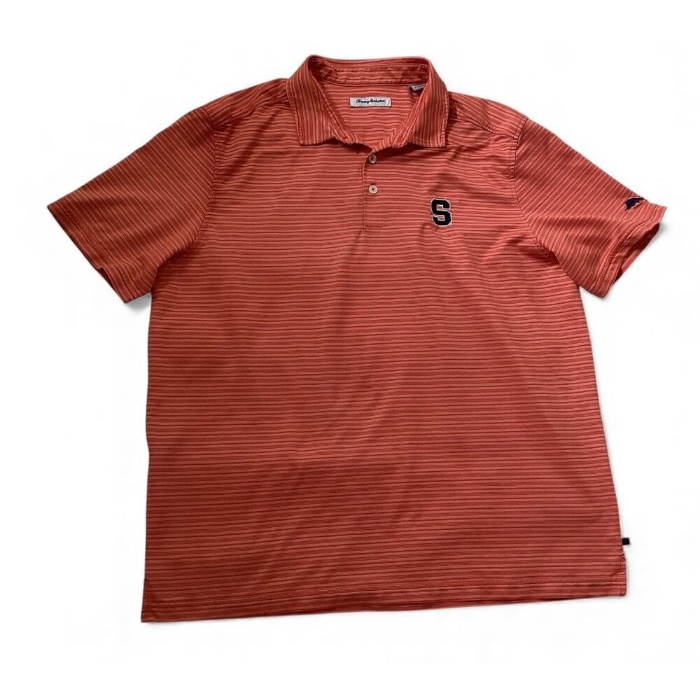 Tommy Bahama orange stripe polo shirt men’s size XL